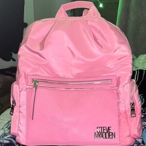 Steve Madden Pink Medium Backpack with Glossy Finish
